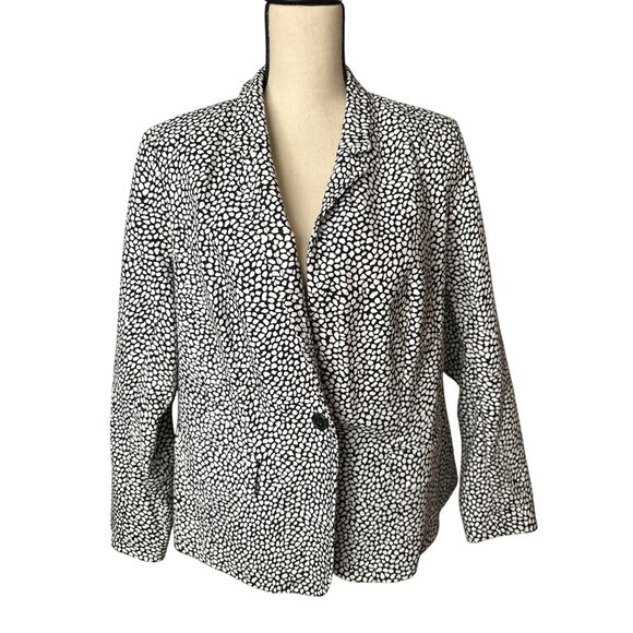 Lane Bryant Blazer The Modernist Collection Black & White Print Stretch Size 16 - Picture 2 of 6